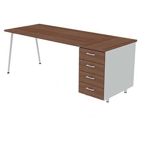 Bureau avec plateau 160x80 cm avec caisson HB 6 tiroirs Solal - Quadrifoglio