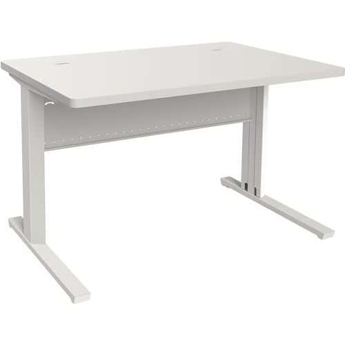 ADEMA+ Bureau 80x80 cm plateau méla Blanc/piétement argent