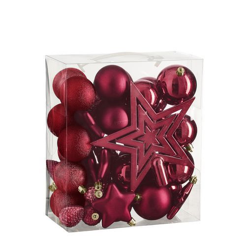 Boule de Noël incassable rouge 40 pièces - d8cm