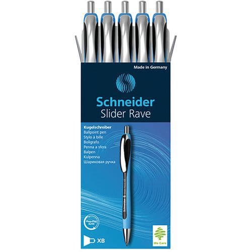 Stylo bille - Slider Rave XB - bleu/noir - 5 pcs - Schneider