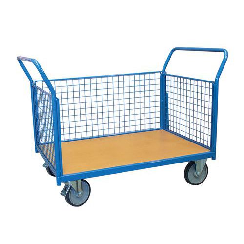 Chariot avec tapis 2 dossiers et 1 ridelle grillagés - 500kg - FIMM