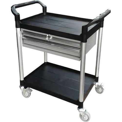 Trolley met 2 lekbakken met 2 laden 250kg 680x450 mm kunststof - FIMM