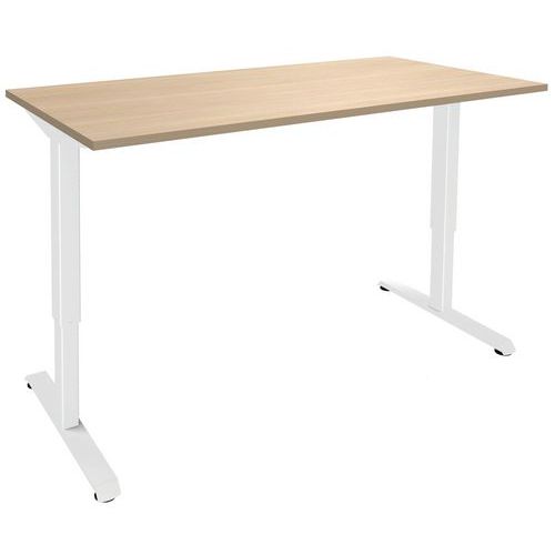 Elektrisch ergonomisch bureau, licht eiken/wit Nivo