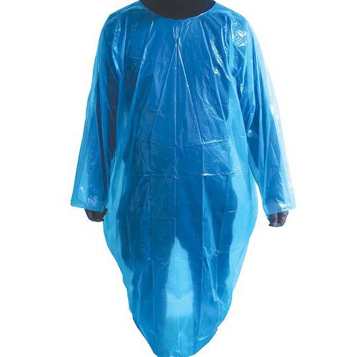 Protection de pluie jetable/poncho bleu 118x80 cm, lot de 50 pcs