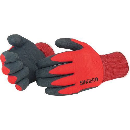 Gants a enduction PVC a support polyamide - Rouge/noir - Singer Safety