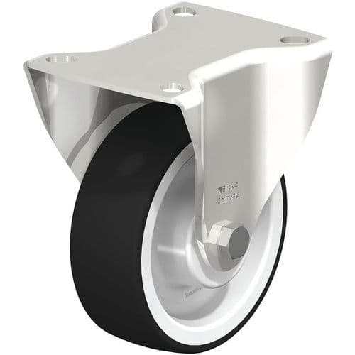 Bokwiel rvs met bevestigingsplaat met zwaar polyamide velg