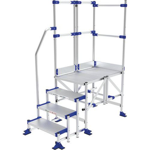 Aluminium platform MECA Modul - 2 relingen, 1 oprijplaat - Tubesca-Comabi