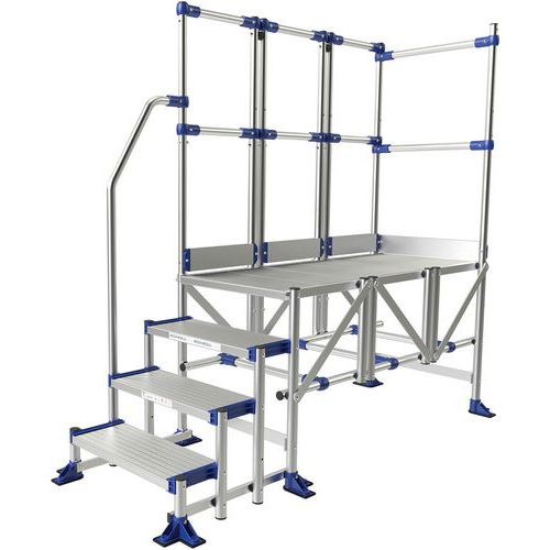 Plate-forme aluminium Meca Modul - 2 garde-corps, 1 rampe - Tubesca-Comabi