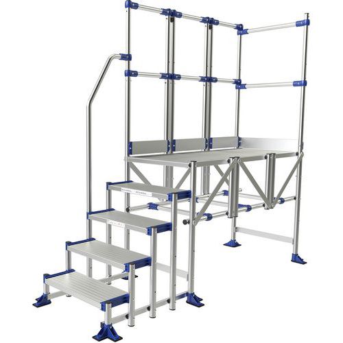 Plate-forme aluminium Meca Modul - 2 garde-corps, 1 rampe - Tubesca-Comabi