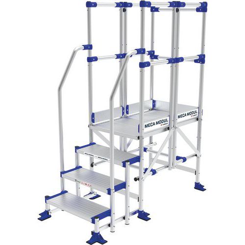 Plate-forme aluminium Meca Modul - 3 garde-corps, 2 rampes - Tubesca-Comabi