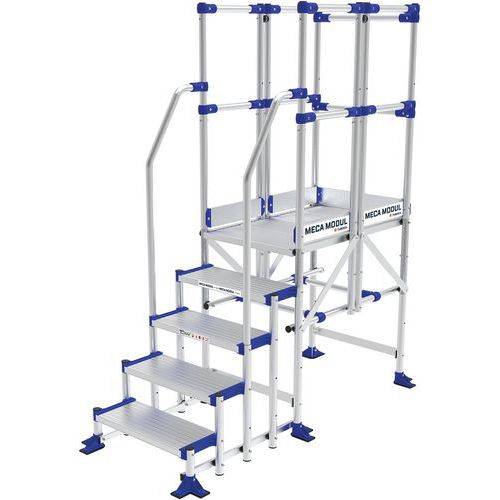 Aluminium platform Meca Modul - 3 relingen, 2 oprijplaten - Tubesca-Comabi