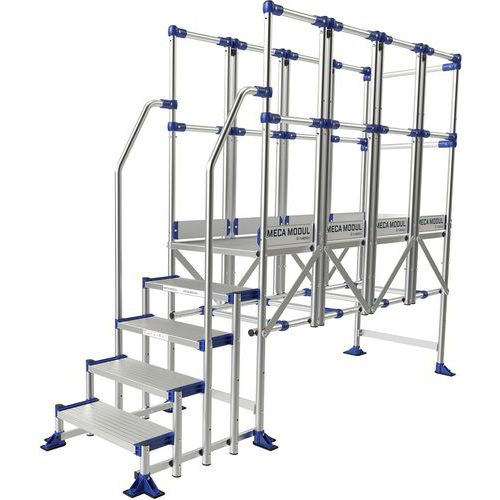 Plate-forme aluminium Meca Modul - 3 garde-corps, 2 rampes - Tubesca-Comabi