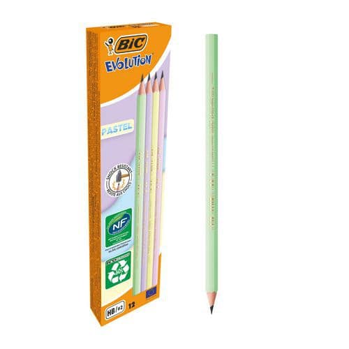 Grafietpotlood HB Evolution Pastel 4 kleuren - Bic