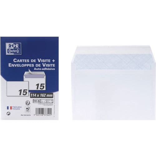 Cartes de visite + 15 enveloppes 114x162 - Oxford