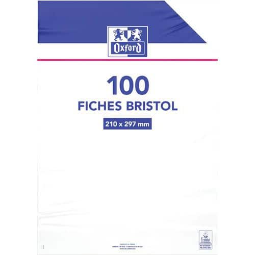 Fiche bristol non perforée A4 film 200p 210g uni- Oxford