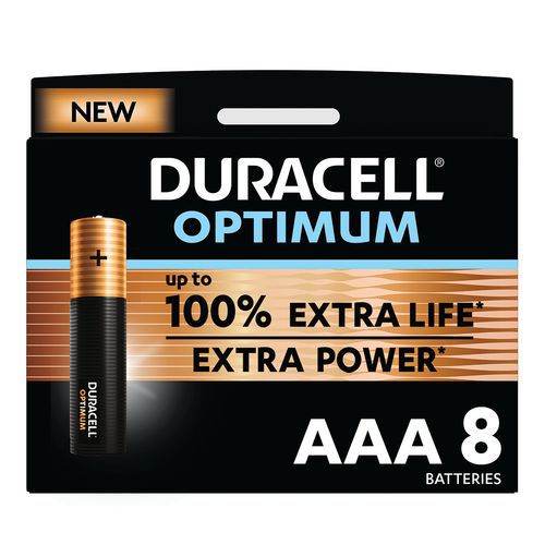 Alkalinebatterij Optimum AAA - 4 - 6 of 8 eenheden - Duracell