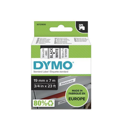 Labelcassette Dymo D1 - Breedte 19 mm