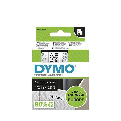 Cassette de ruban D1 largeur 12 mm - Dymo