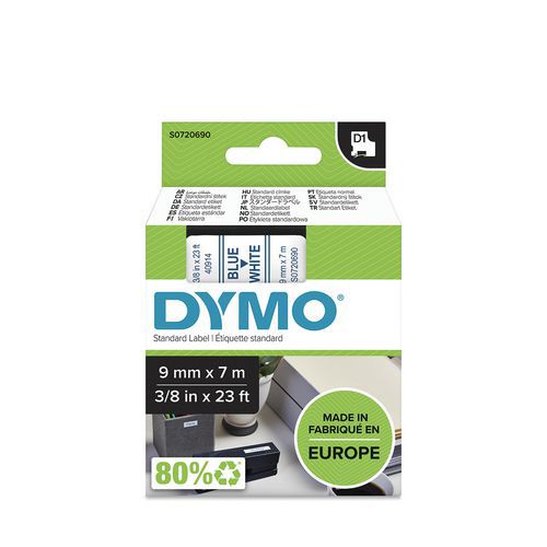 Cassette de ruban D1 largeur 9 mm - Dymo