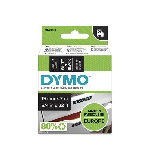 Labelcassette Dymo D1 - Breedte 19 mm