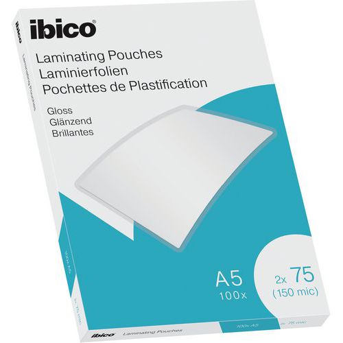 Pochettes plastification Ibico brillantes, A5, boite de 100 - Esselte