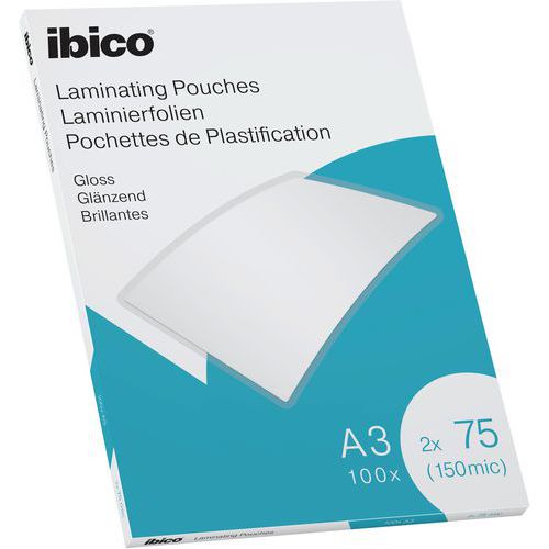 Pochettes plastification A3 Ibico brillantes, boite 100 - Esselte