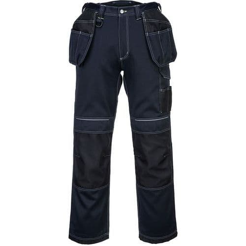 Werkbroek met holsterzakken PW3 Zwart/Blauw T602 Portwest