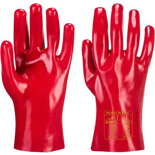 Gant chimique PVC Rouge pour manutention générale - Portwest