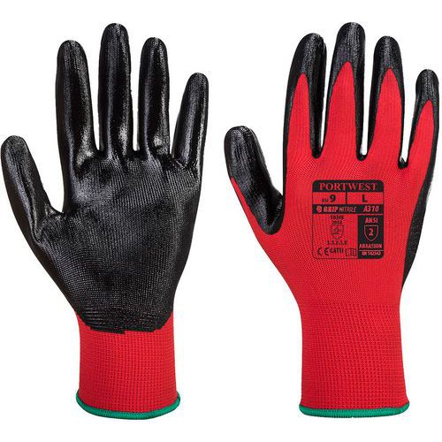 Handschoen Nitril Flexo Grip Rood/zwart A310 Portwest