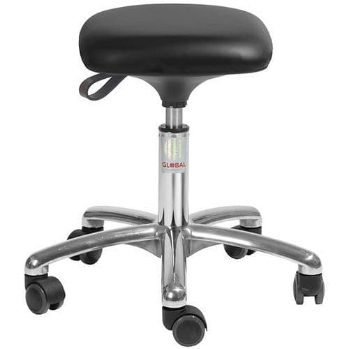 Kruk alu50 laag model zitting Tetra imitatieleer - Global Professional Seating