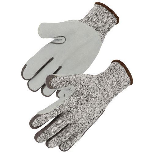 Gants anti-coupures D en croûte de cuir jauge 10 - Singer Safety