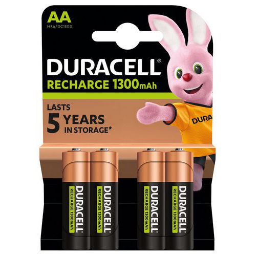 Pile rechargeable 1300mAh AA - Pack de 4 - Duracell