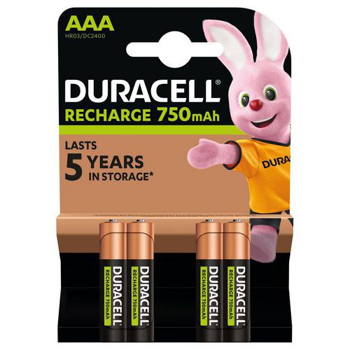 Pile rechargeable 750mAh AAA - Pack de 4 - Duracell