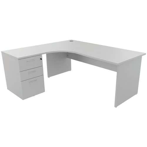 Bureau compact caisson - Piétements panneau - Gris - Manutan Expert