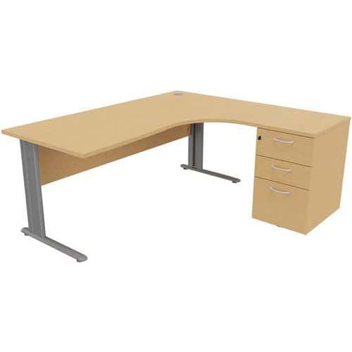 Bureau compact avec caisson - Hêtre - Manutan Expert