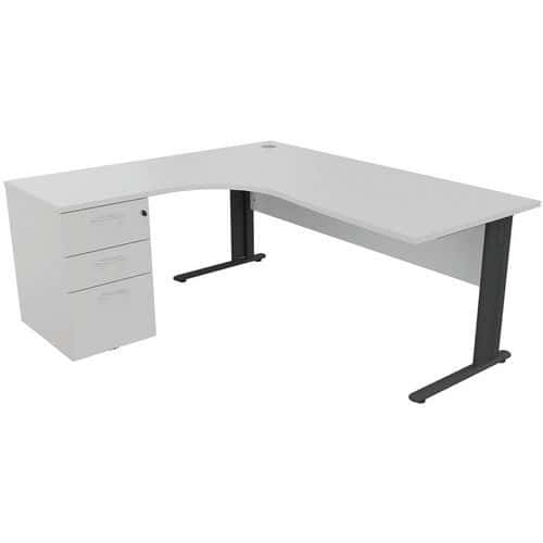 Bureau compact avec caisson - Gris clair/Anthracite - Manutan Expert