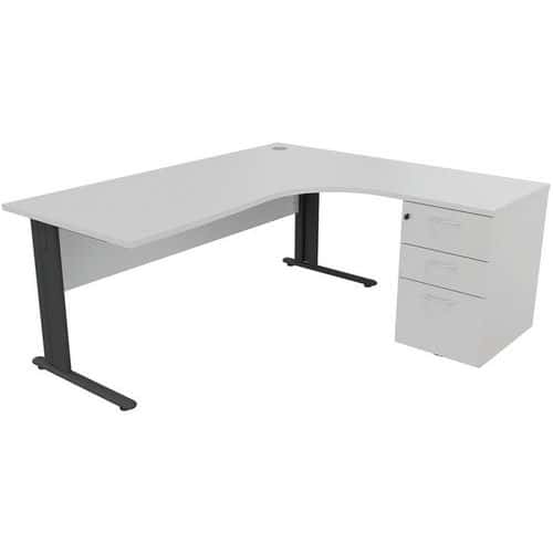 Bureau compact avec caisson - Gris clair/Anthracite - Manutan Expert