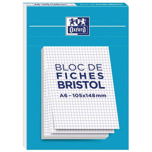 Bristol en bloc Oxford perforé A5 Q5/5 210g blanc - Oxford