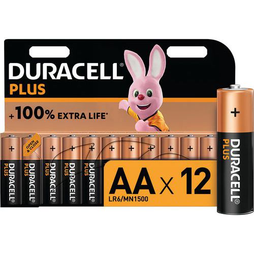 Alkalinebatterij AA plus 100% - 12 eenheden - Duracell