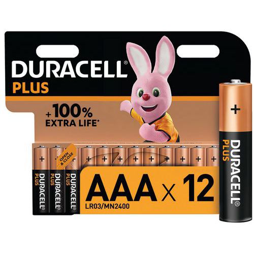 Alkalinebatterij AAA Plus 100% - 4 - 8 of 12 eenheden - Duracell