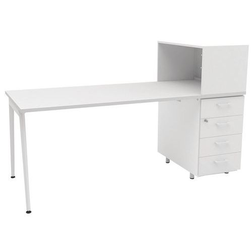 Bureau pour télétravail avec rangement Ara X3 - Blanc