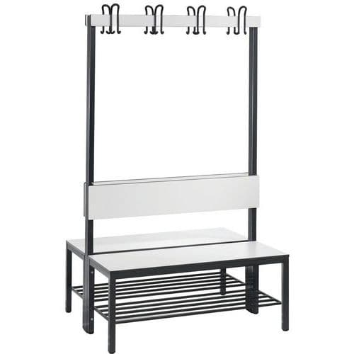 Banc bois à patères double face avec dossier Basic Plus - avec et sans grille - CP