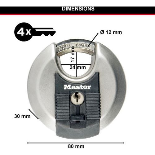 Sleutelhangslot van rvs Excell, rond, M50EURDCC - Master Lock