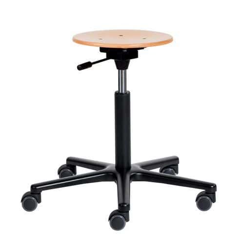 Tabouret Natur assise réglable moyenne sur roulettes aluminium Sofame