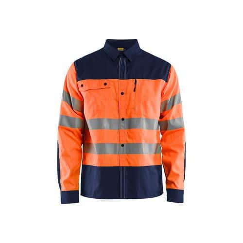 High Vis overhemd Geel/Marineblauw - Blåkläder