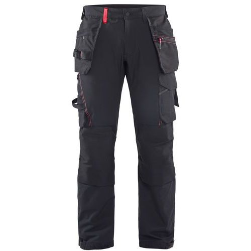 Pantalon artisan stretch 4D noir/rouge - Blåkläder