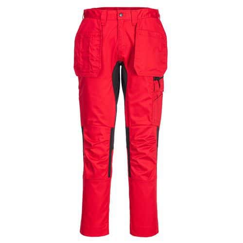 Stretch Broek met holsterzakken Eco WX2 CD883 Donkerrood - Portwest