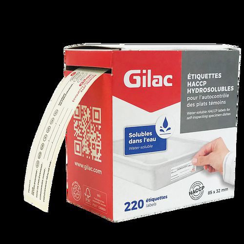 Etiquettes de tracabilite hydrosolubles - boite de 220 - Gilac