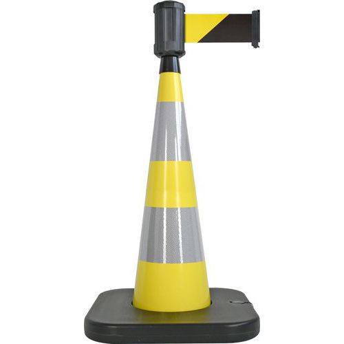 Cone de balisage avec base a lester jaune - 4mx10cm - Viso