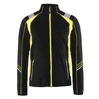 Veste micropolaire noir/jaune fluorescent bandes réfléchissantes